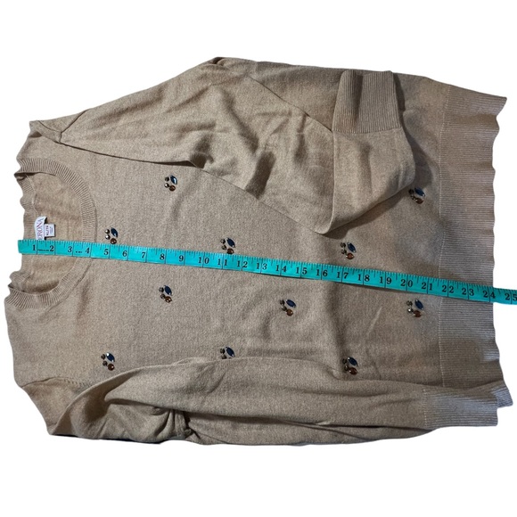 Merona Tan Embellished Rhinestone Crewneck Sweater size XL - Picture 9 of 11